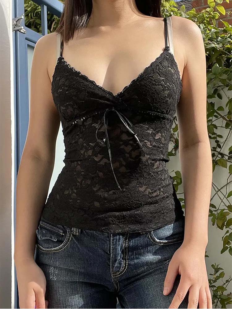 Atasan Crop Cami Renda Tembus  - Cami Top Lace ulasan dan harga